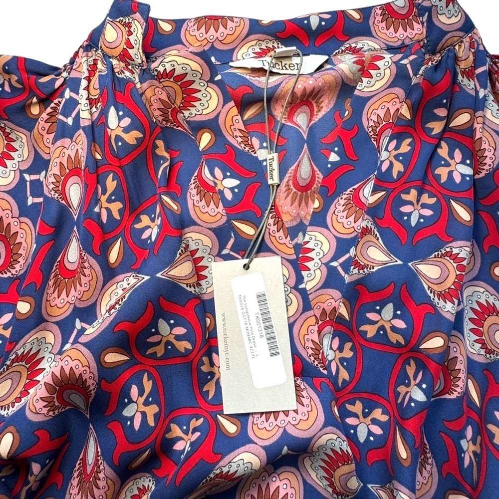 NWT! Tucker Silk Long Sleeve Polo Belted Shirt‎ Dress | Women’s Size Large - Picture 4 of 11